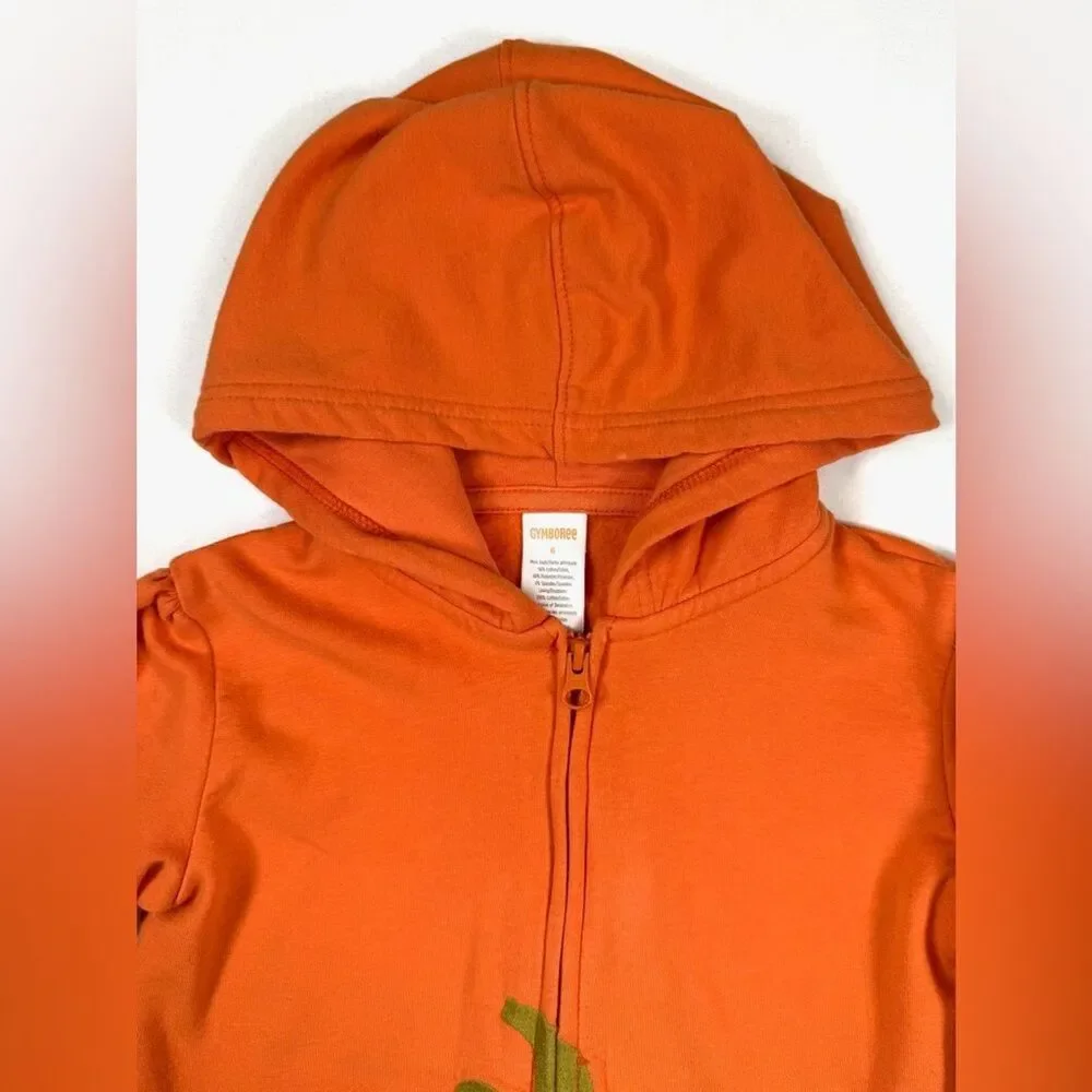 GYMBOREE Girls' Perfect Pumpkin Line Orange Pumpkin Pocket Full Zip Hoodie 6